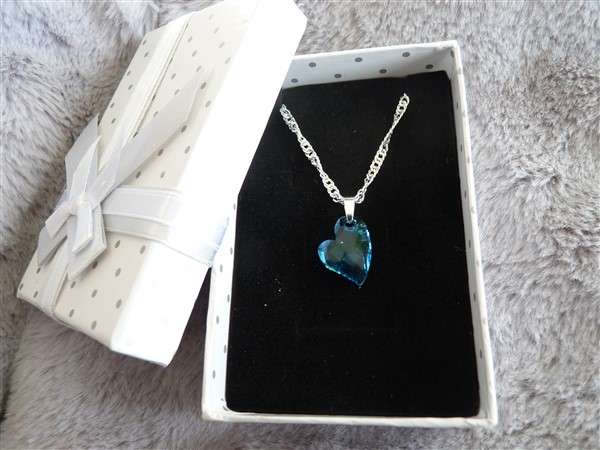 Swarovski kristály ferde szív medálos nyaklánc aquamarine