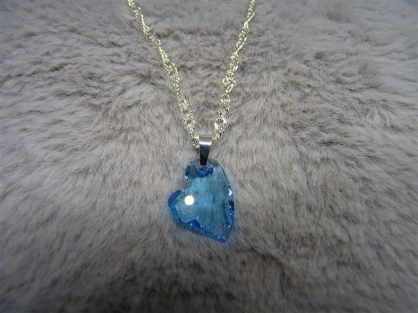 Swarovski kristály ferde szív medálos nyaklánc aquamarine