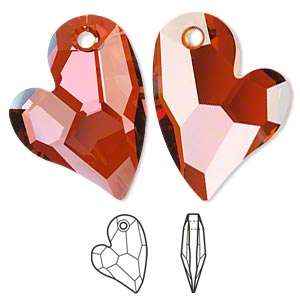 Swarovski kristály ferde szív medálos nyaklánc red magma