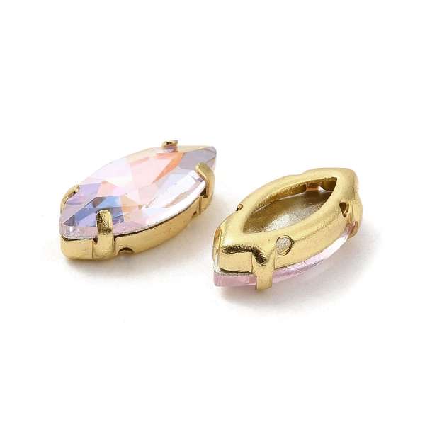 foglalatos üveg kaboson navette Light peach-Light AB 15 x 7 mm