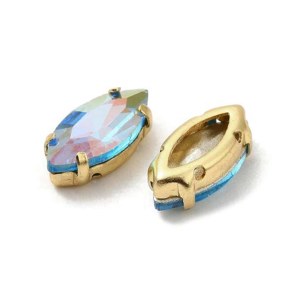 foglalatos üveg kaboson navette Aquamarine-Light AB 15 x 7 mm