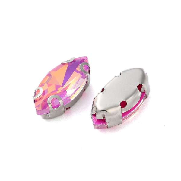 foglalatos üveg kaboson navette opál rózsaszín 15 x 7 mm