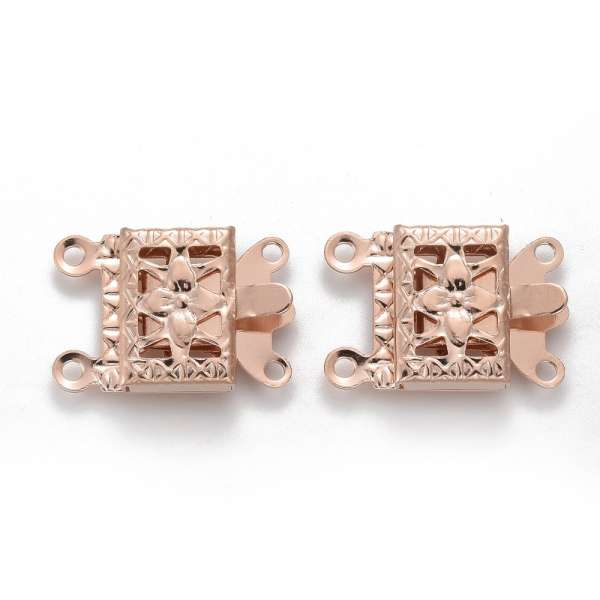 házas 2 soros kapocs rozsdamentes acél/négyzet rose gold