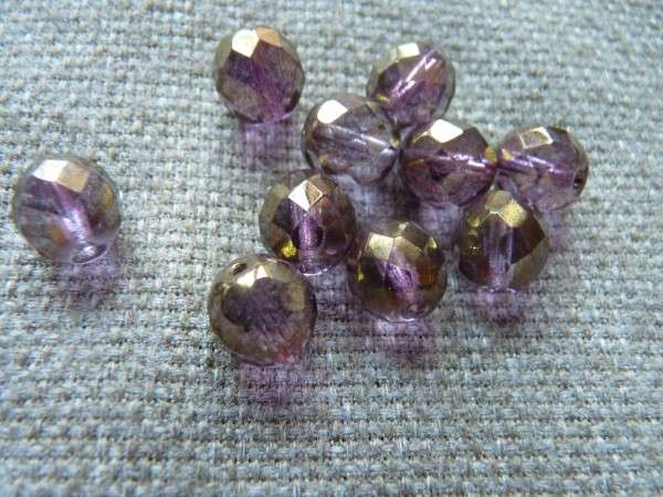 csiszolt gyöngy 10 mm lila-bronz lüszteres 5 db