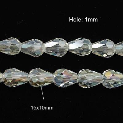 csepp alakú gyöngy 15 mm: kristály AB 5 db
