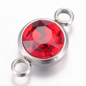 17 x 10 mm rozsdamentes acél strasszköves távtartó piros
