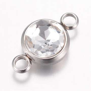17 x 10 mm rozsdamentes acél strasszköves távtartó kristály