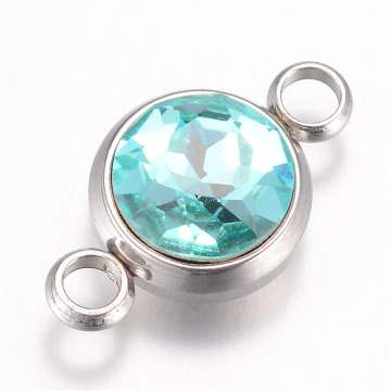 17 x 10 mm rozsdamentes acél strasszköves távtartó türkizkék