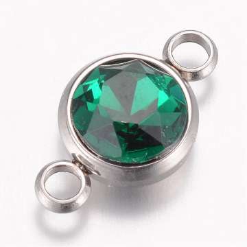 17 x 10 mm rozsdamentes acél strasszköves távtartó sötétzöld