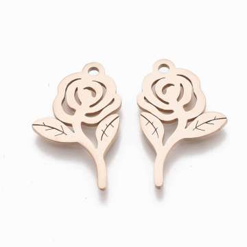 rozsdamentes acél rózsaszál medál rose gold