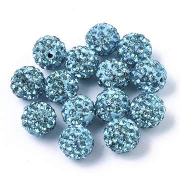 shamballa gyöngy félig fúrt 8 mm türkizkék
