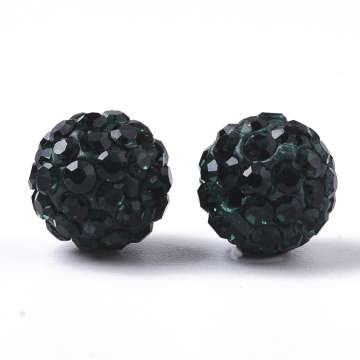 shamballa gyöngy félig fúrt 8 mm sötétzöld