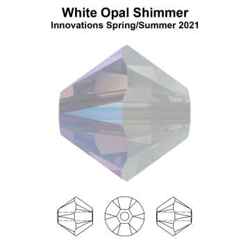 bicone 3 mm: white opal shimmer