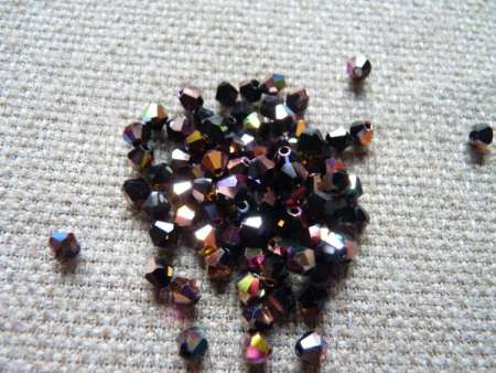 cseh bicone 4 mm fekete vitrail 20 db