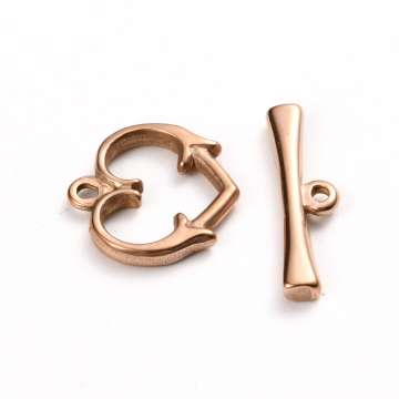 szív alakú T-kapcsoló rozsdamentes acél rose gold