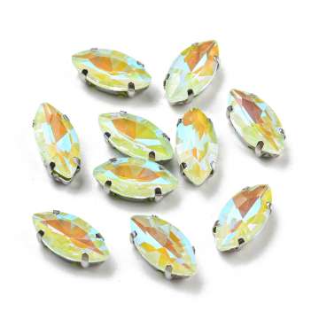 foglalatos üveg kaboson navette 12 x 6 mm: fluorescent peridot