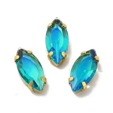 foglalatos üveg kaboson navette aquamarine-moonlight 15 x 7 mm