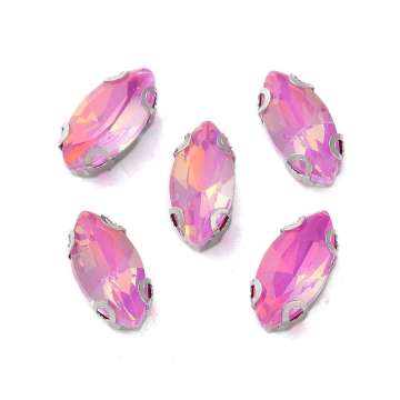 foglalatos üveg kaboson navette milky pink 10 x 5 x 4 mm