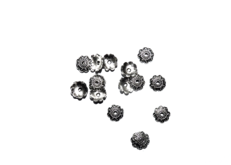 gyöngykupak: 8 mm antik ezüst színű csigás 20 db