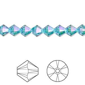 sw bicone 4 mm light turquoise shimmer 2X Xilion