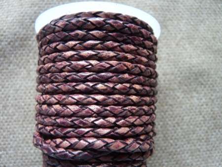 3 mm fonott bőrszál vintage lilásbordó 10 cm
